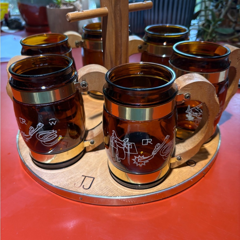 Vintage Siesta Wear Barrel Mugs with Tray- From Campfire to Camp!